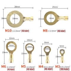 300 parça Sarı Terminal Yuvarlak set (Oto Tip Pabuç) + Daralan Makaron 1-2,5 mm2