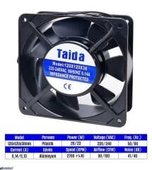 120x120x38 Kare Fan (220V AC)