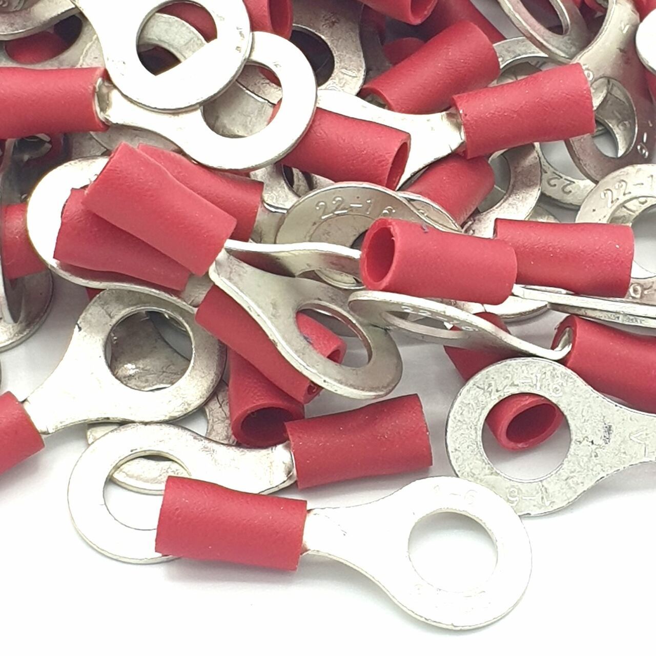 200 Adet Kırmızı Yuvarlak kablo pabucu 0.5-1.5 mm M10 Delikli