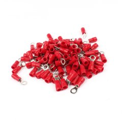 200 Adet Kırmızı Yuvarlak kablo pabucu 0.5-1.5 mm M4 Delikli