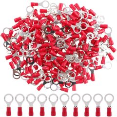 200 Adet Kırmızı Yuvarlak kablo pabucu 0.5-1.5 mm M8 Delikli