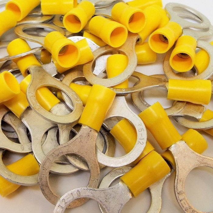100 Adet Sarı Yuvarlak kablo pabucu 4-6 mm M12 Delikli