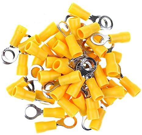 100 Adet Sarı Yuvarlak kablo pabucu 4-6 mm M5 Delikli
