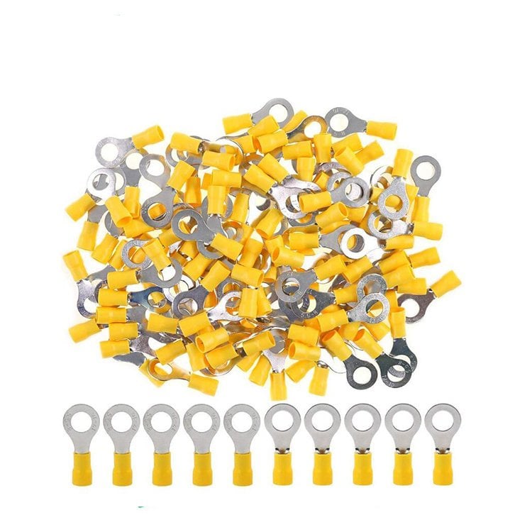 100 Adet Sarı Yuvarlak kablo pabucu 4-6 mm M6 Delikli