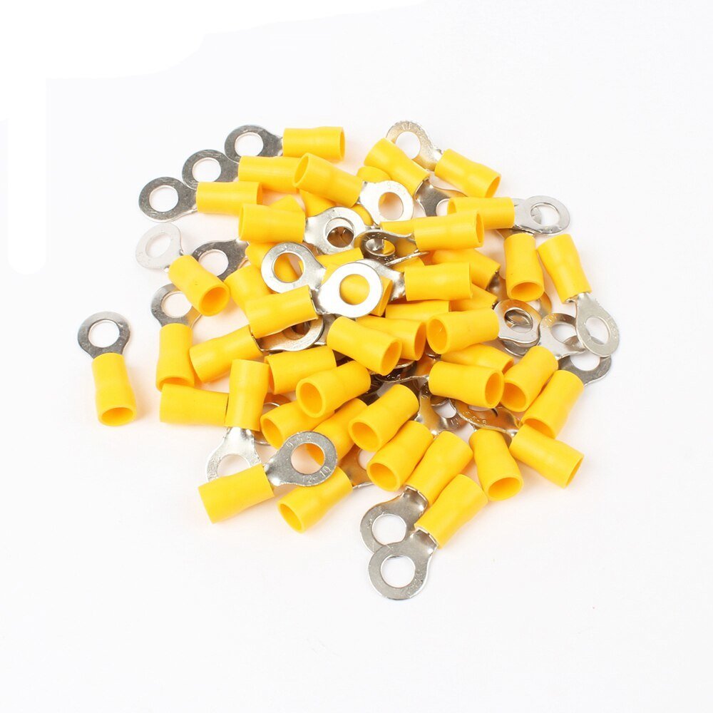100 Adet Sarı Yuvarlak kablo pabucu 4-6 mm M8 Delikli