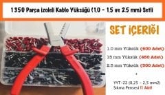 1350 adet Kablo Yüksük 1,0-1,5-2,5 mm setli + YYT-22 Pense