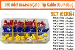 260 Parça İzoleli Çatal Terminal Pabuç - M4/M5/M6 Delikli 1.5-6 mm