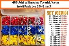490 Adet Yuvarlak Yarım İzoleli Kablu Ucu Seti 0.5-6 mm