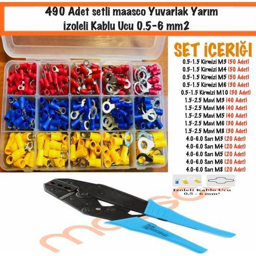 490 Adet Yuvarlak İzoleli Kablu Ucu + YYT-7 Sıkma HS-700D Soyma
