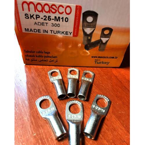 Bakır 35mm2 M8/M10/M12 Delik Sıkmalı Kablo Pabucu S-35-M12 (Kalın Tip) - 100 Adet