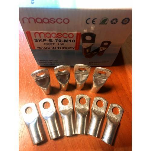 Bakır Pabuç SKP 70mm2 M10/M12 Delik Sıkmalı Kablo Pabucu S-70-M12 (Kalın Tip) - 50 Adet