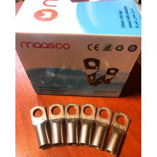 Bakır Pabuç SKP 70mm2 M10/M12 Delik Sıkmalı Kablo Pabucu E-70-M12 - 50 Adet