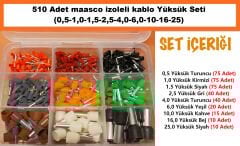 510 Parça Kablo Pabucu Yüksük Seti 0.5-1-1,5-2,5-4-6-10-16-25