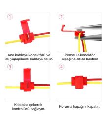 Hızlı Kablo Ekleme Parçası 20 Adet (0.5-6 mm Kablo İçin) Kirmizi (0.5-1.5 mm2)
