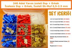 340 Adet dışı erkek kablo ucu-sarı terminal ve EK birleştirici