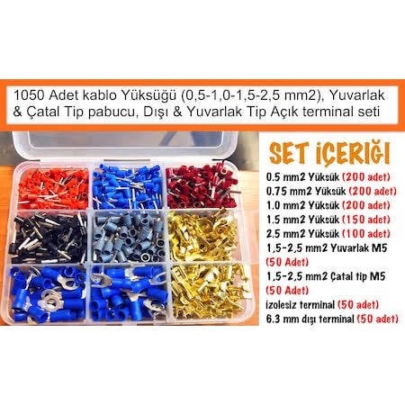 1050 / 525 Adet pabuc, yüksük, çatal, dışı terminal kablo ucu seti