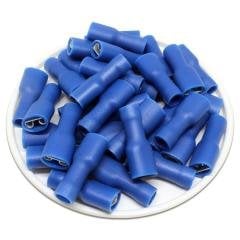 20/40 Adet Kablo Ucu Tam İzoleli Dişi 6,3mm Soket Fiş 0.5-1-1.5-2.5-4 Mavi (1.5-2.5 mm2) - 40 Adet