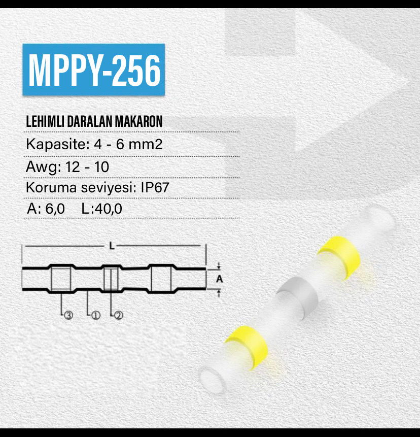 Şeffaf Lehimli EK MUF (daralan makaron) Kablo Birleştirici (Su Geçirmez) Sarı (4-6 mm2) - 5 Adet