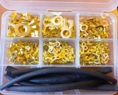 300 parça Sarı Terminal Yuvarlak set (Oto Tip Pabuç) + Daralan Makaron 1-2,5 mm2