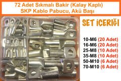 72 Adet Setli Kablo pabucu başlık terminal akü başı