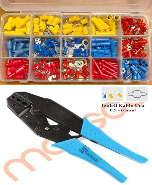 240 Parça izoleli kablo ucu + YYT-7 Sıkma Pensesi 0,5-6 mm2 arası