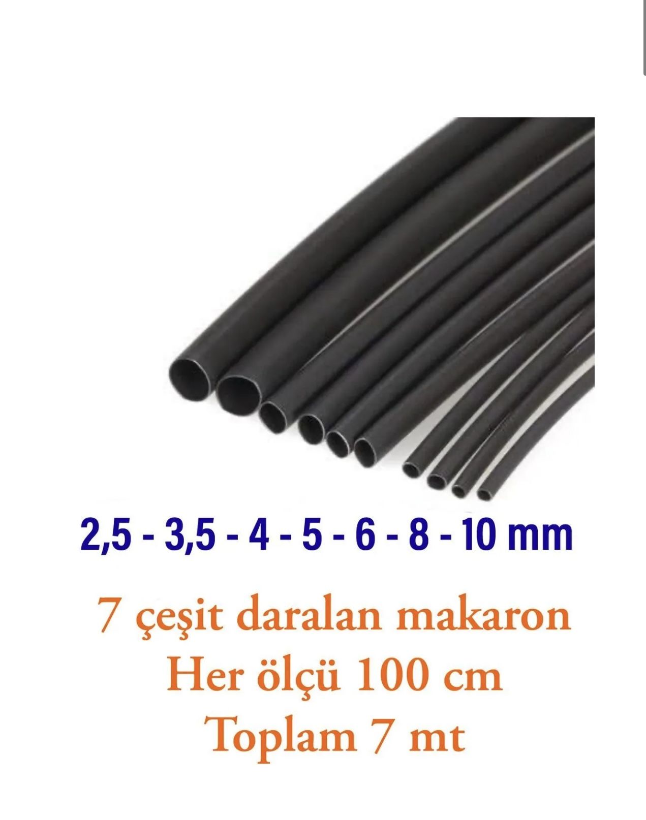 Isıyla Daralan Makaron Kablo Seti (7 Çeşit Herbiri 100 Cm) WOER
