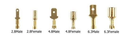 (50 adet) 2,8/4,8/6,3 mm Dişi / Erkek Soket Ucu Fiş izolesiz Terminal