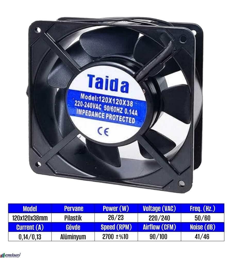 120x120x38 Kare Fan (220V AC) (RUMANLI)