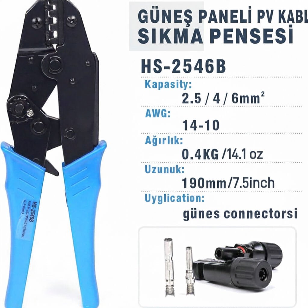 MC4 (Solar) izolesiz Terminal sıkma pensesi 2,5-6 mm2
