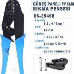 MC4 (Solar) izolesiz Terminal sıkma pensesi 2,5-6 mm2