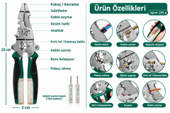 Voltaj ölçer Çok fonksiyonlu Kablo Soyma, Sıyırma, Kesme Pensesi